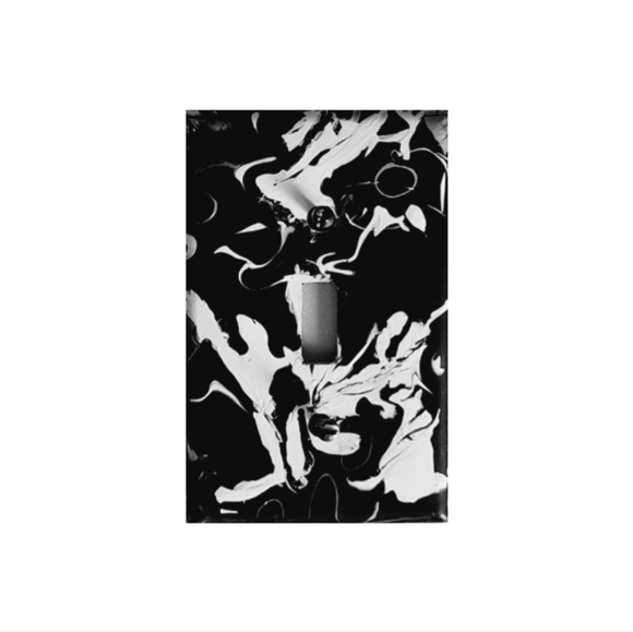 Hand Crafted Other - Hand Crafted Black and White Abstract Design Single Light Switch Plate